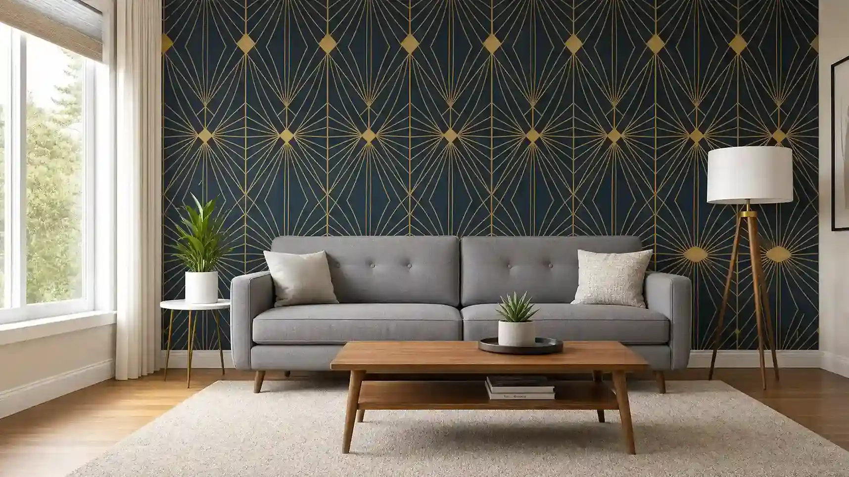 Room after wallpaper installation
